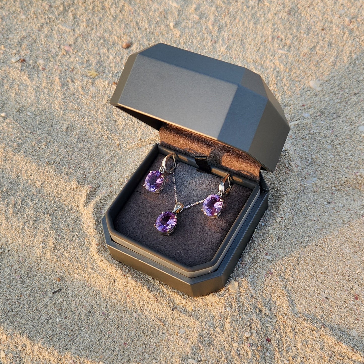 Sevgi Jewels AMETHYST Sterling Silver EARRINGS AND PENDANT SET Dubai. UAE
